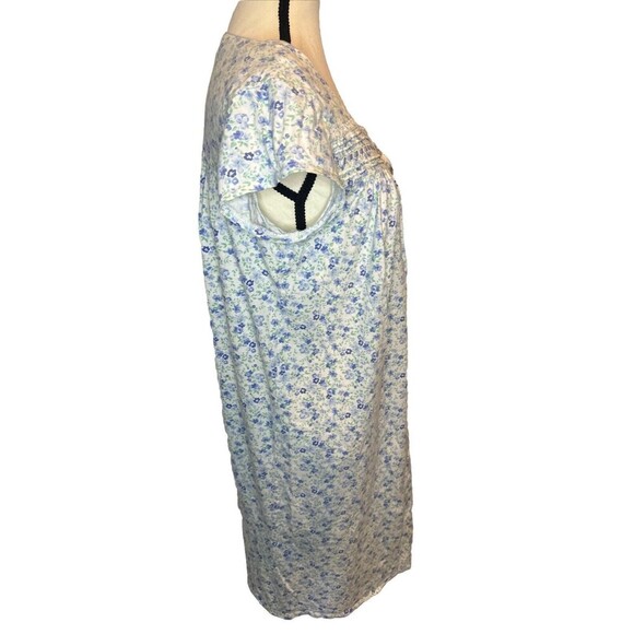 EILEEN WEST Women’s PURPLE & GREEN Floral Short Sleeve Cotton Nightgown Size S - Picture 3 of 8